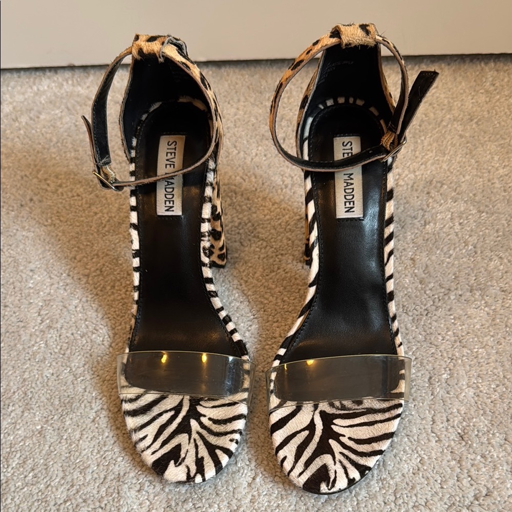 Steve Madden Zebra & Cheetah Print Women's Carrsonal Dress Sandal Heels
